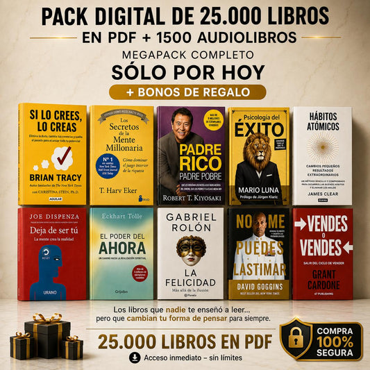 PACK COMPLETO | BESTSELLERS🥇 + 25.000 Libros PDF📚+ 1500 Audiolibros🎧 + Bonos🎁